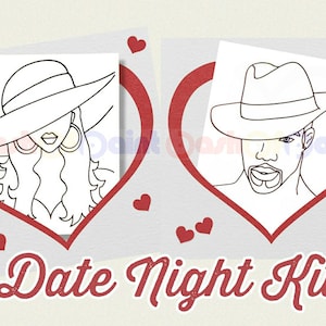 Couples Date Night Kit, PreDrawn Canvas Adult Art Kit, DIY Paint Sip Party, Couple Anniversary Gift, Ready To Paint Hat Man & Sun Hat Lady