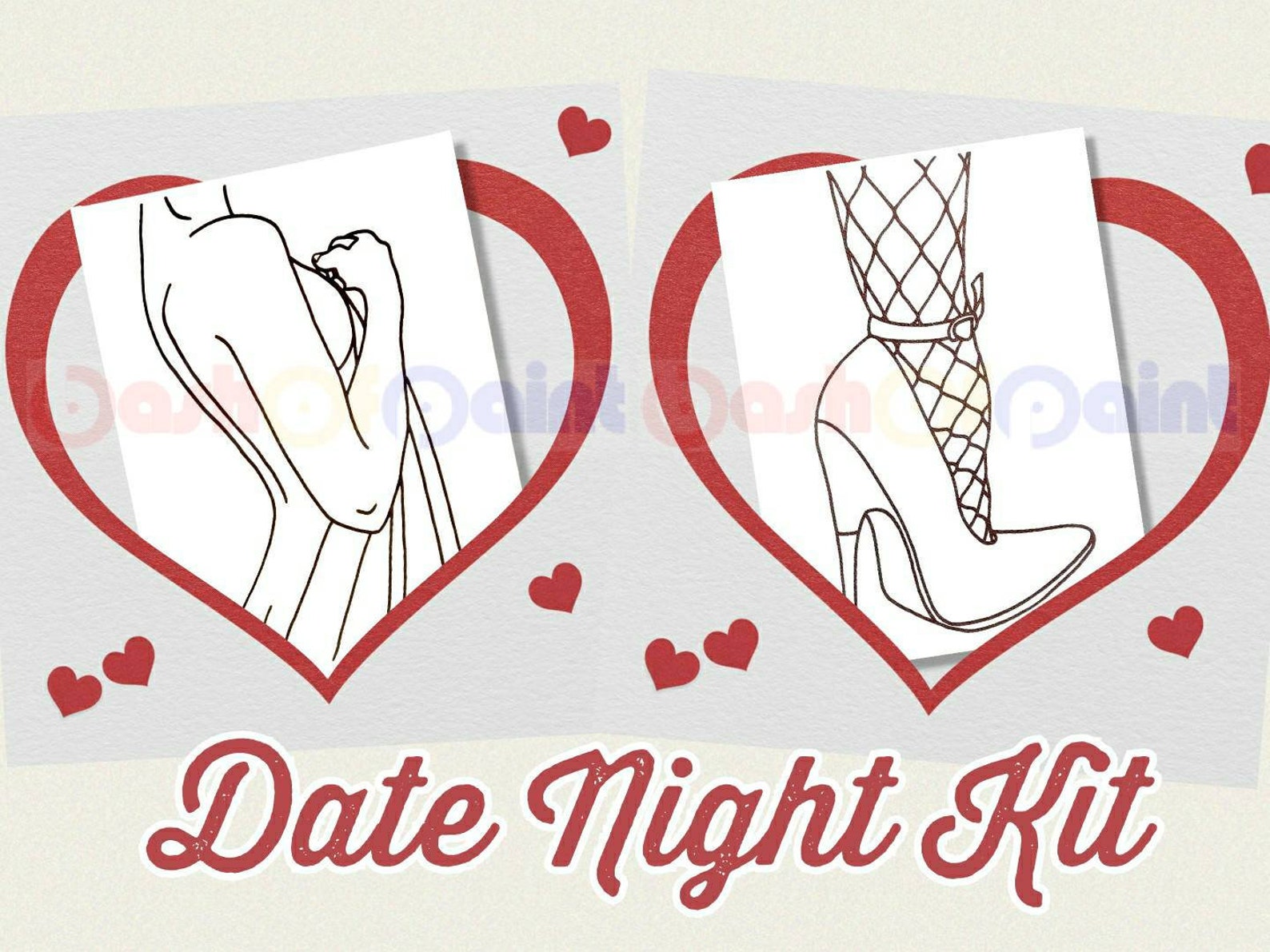 Couples Date Night Box Predrawn Canvas Adult Art Kit DIY Etsy