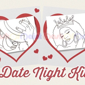 Couples Date Night Box Painting Kit, PreDrawn Canvas Outline Sketch, Adult Anniversary Gift, DIY Paint Sip Party, Fedora Hat Man & Queen Set