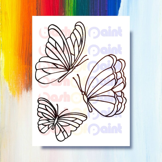 Butterflies Pre-drawn Canvas Sketch Outline, DIY Paint Sip Party Kit, Adult  Painting Birthday Party, Ready to Paint Your Own Outline Drawing 