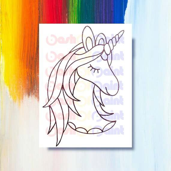 Unicorn Predrawn Canvas for Girls Unicorn Paint Party, Paint Kit, Craft Kit,  Unicorn Party, Kids Paint Party, Pre Drawn Painting , DIY Kit 