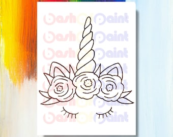 Unicorn Pre-Drawn Canvas, Kids' DIY Paint Party Kit