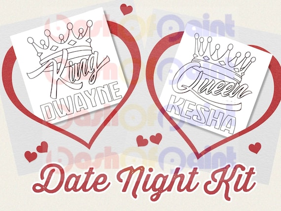 Personalized Couples Date Night Box, Predrawn Canvas Adult, DIY