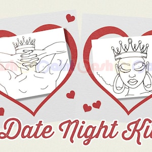 Couples Date Night Art Painting Kit, PreDrawn Canvas Outline Sketch, DIY Paint Sip Party, Adult Anniversary, Ready To Paint King/Queen Set