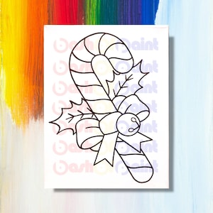 Christmas Tree Predrawn Canvas Outline Sketch, DIY Sip Paint Party