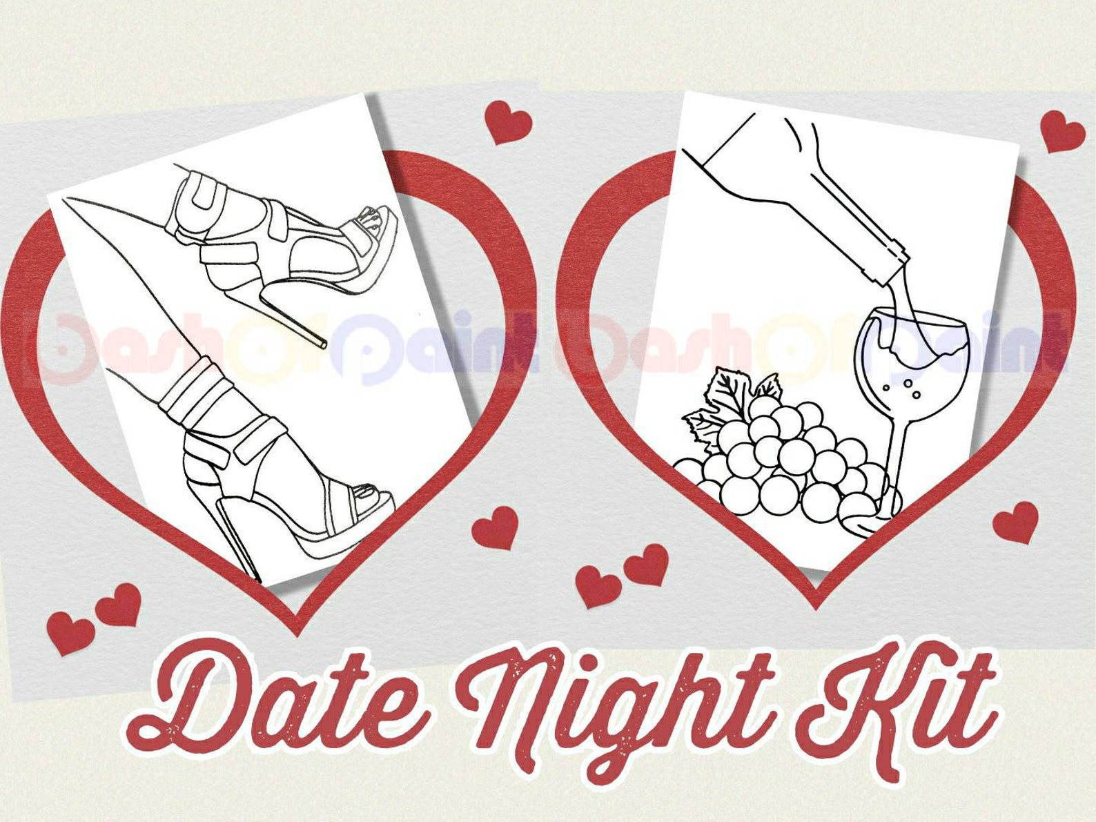 Couples Date Night Box Predrawn Canvas Adult Art Kit DIY Etsy