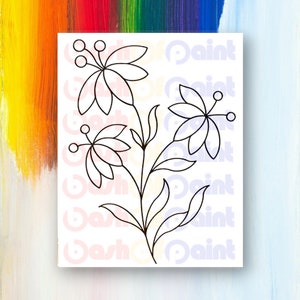 6 Sip and Paint Canvas, Pre Drawn Canvas, Paint Kit in Bulk, Outlined Canvas,  Flowers Canvas Kit