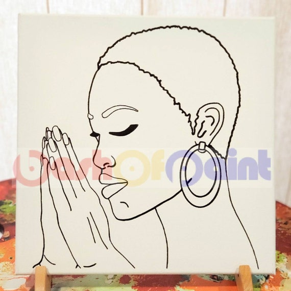 Predrawn Canvas Outlined Sketch for Painting, DIY Paint Sip Party Kit,  Ready to Paint Nubian Queen Pre Sketched Canvas Art for Adult Crafts 