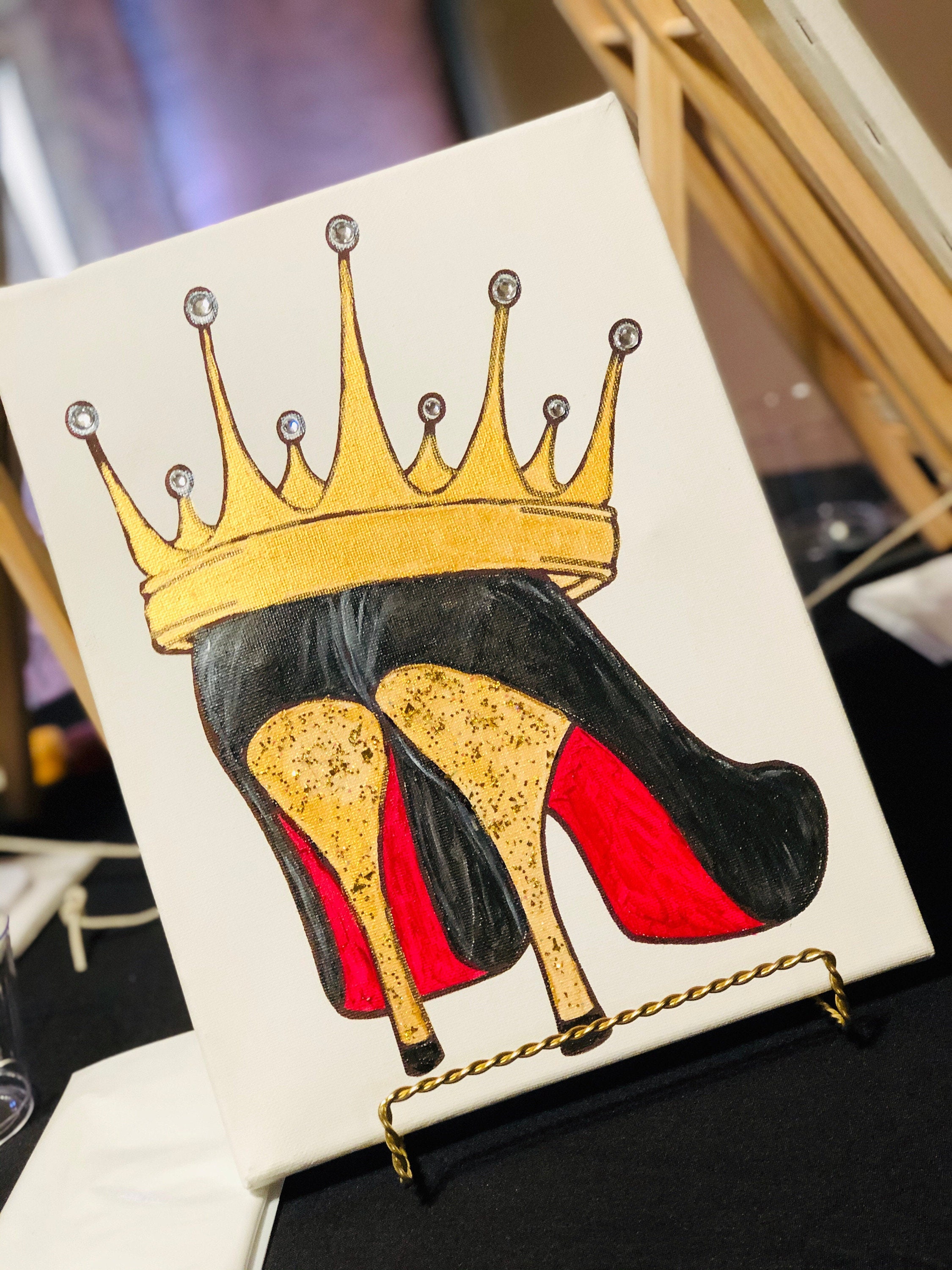 Pre-drawn Canvas, Pre-sketched Outlined, Sip and Paint, Paint Kit, Canvas  Painting, DIY Paint Party, Heels & Crown 