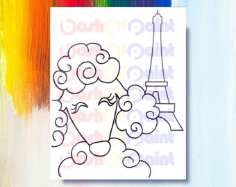 DIY Predrawn Coloring Canvas Paris Eiffel Tower Drawing