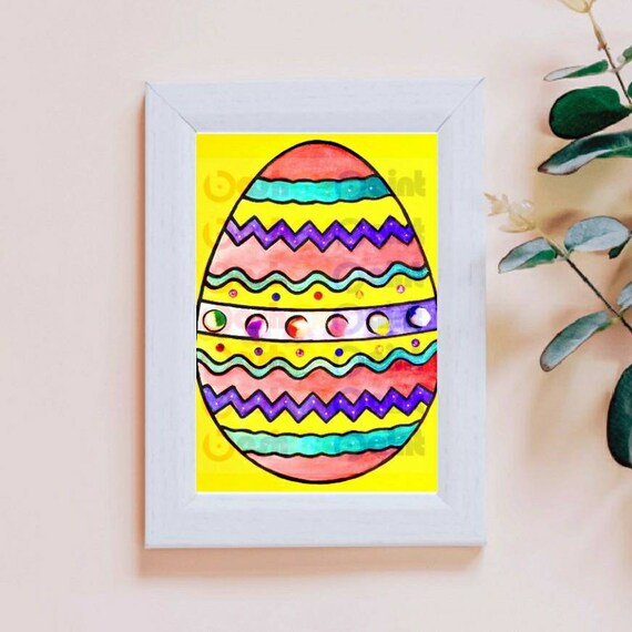 Easter Egg Predrawn Canvas Outline Sketch Kids Diy Paint Sip Etsy 日本