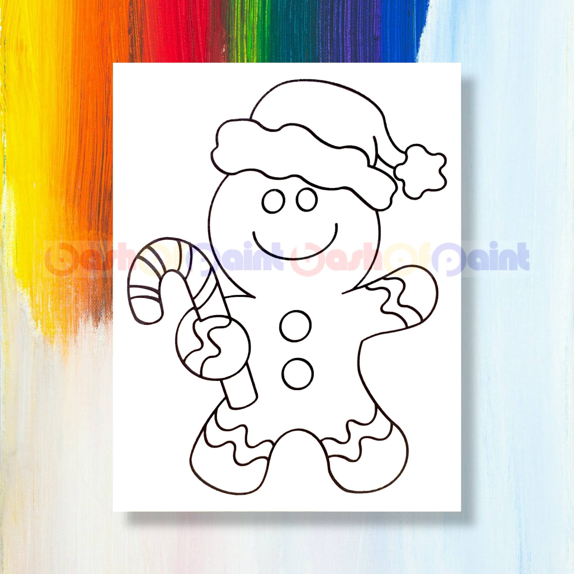 Sketch HOLIDAY PAINT ポスター Christmas Predrawn Canvas Outline Sketch, DIY Paint Sip Party