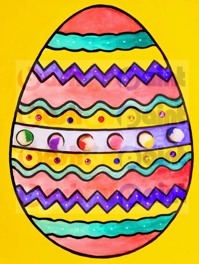 Easter Egg Predrawn Canvas Outline Sketch Kids Diy Paint Sip Etsy 日本