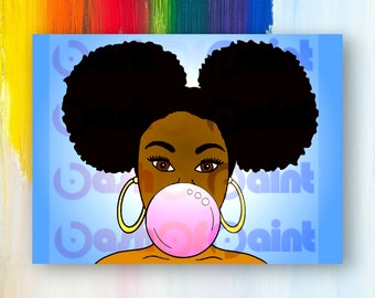PreDrawn Canvas Outlined Sketch for DIY Sip Paint Party, Bubble Girl Pre Sketched Drawing and Art Painting Kit, Adult Women Craft Gift Idea