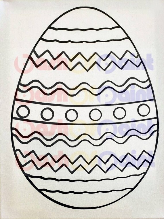 Easter Egg Predrawn Canvas Outline Sketch Kids Diy Paint Sip Etsy 日本