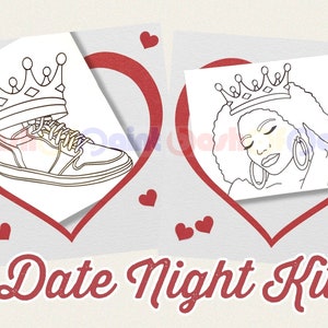 Couples Date Night Box Paint Kit, PreDrawn Canvas Outlined Sketch, Adult Anniversary Gift, DIY Paint Sip Party, Sneaker King & Queen Set