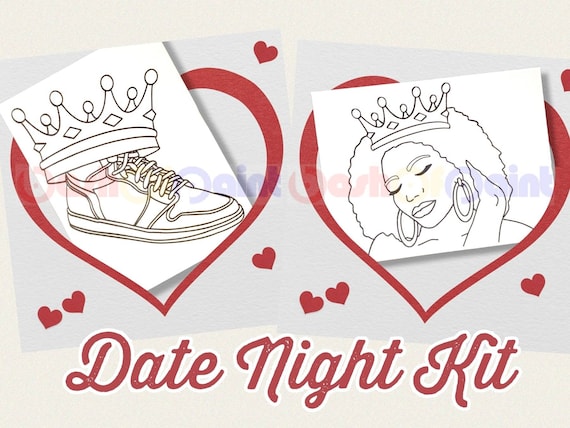 Couples Date Night Box Paint Kit, Predrawn Canvas Outline Sketch, LGBTQ  Anniversary, Valentine's, DIY Paint Sip Party, Heels/sneaker Queen 