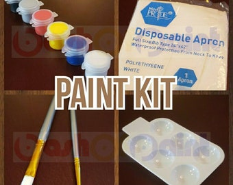 Paint Kit ONLY/Acrylic Paint, Palette, Disposable Apron, Brushes/Paint & Sip Party Supplies/Paint Night Kit/Canvas NOT included