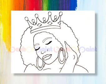 Pre-drawn Canvas, Pre-sketched Outlined, Sip and Paint, Paint Kit, Canvas  Painting, DIY Paint Party, Heels & Crown 