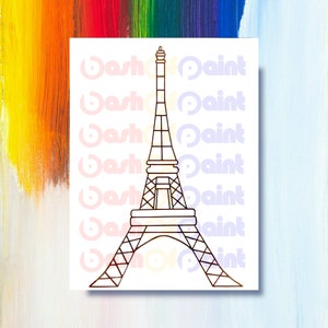 Paris PreDrawn Canvas Outlined Sketch, DIY Paint Sip Party Kit, PreSketched Art Crafts, Girl Teen Adult French Birthday Idea, Eiffel Tower