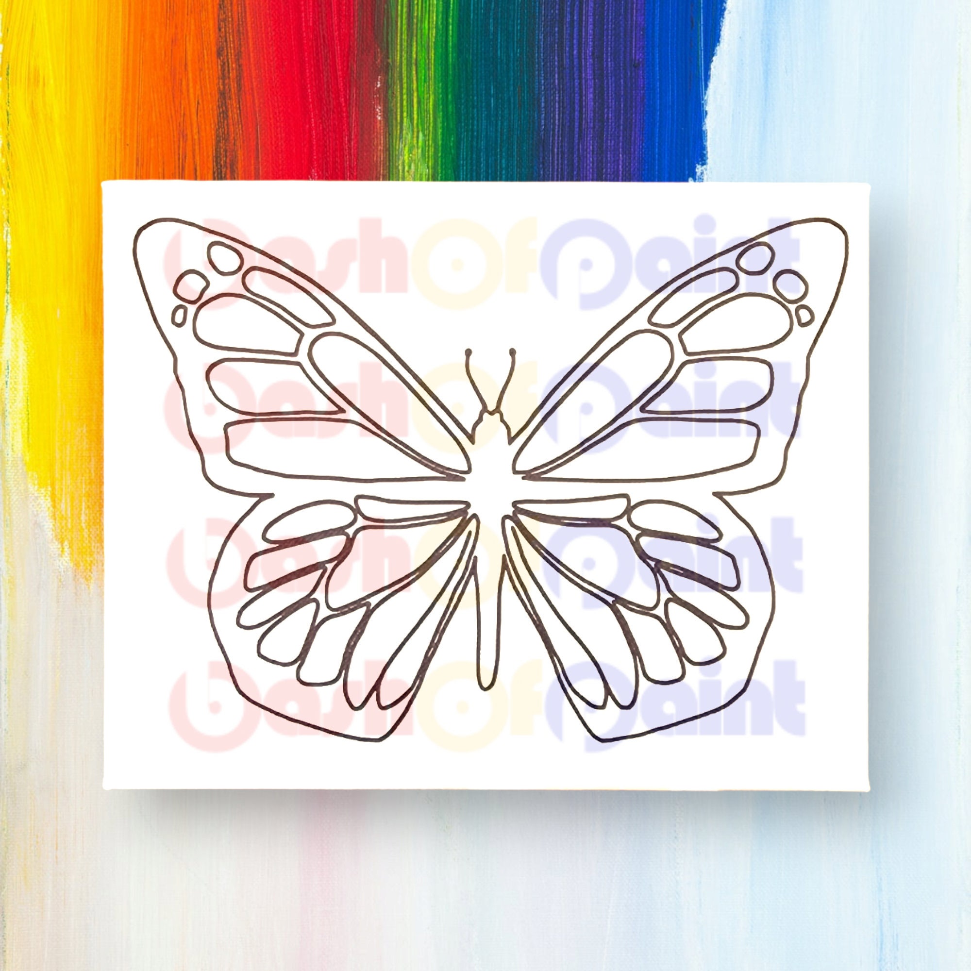 Butterfly Predrawn Canvas Outlined Sketch, DIY Paint Sip Party Kit ...