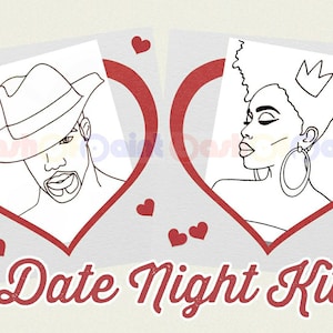 Couples Date Night Set, PreDrawn Canvas Adult Art Kit, DIY Paint Sip Party Kit, PreSketched Outline, Ready To Paint Man w/Hat & Queen