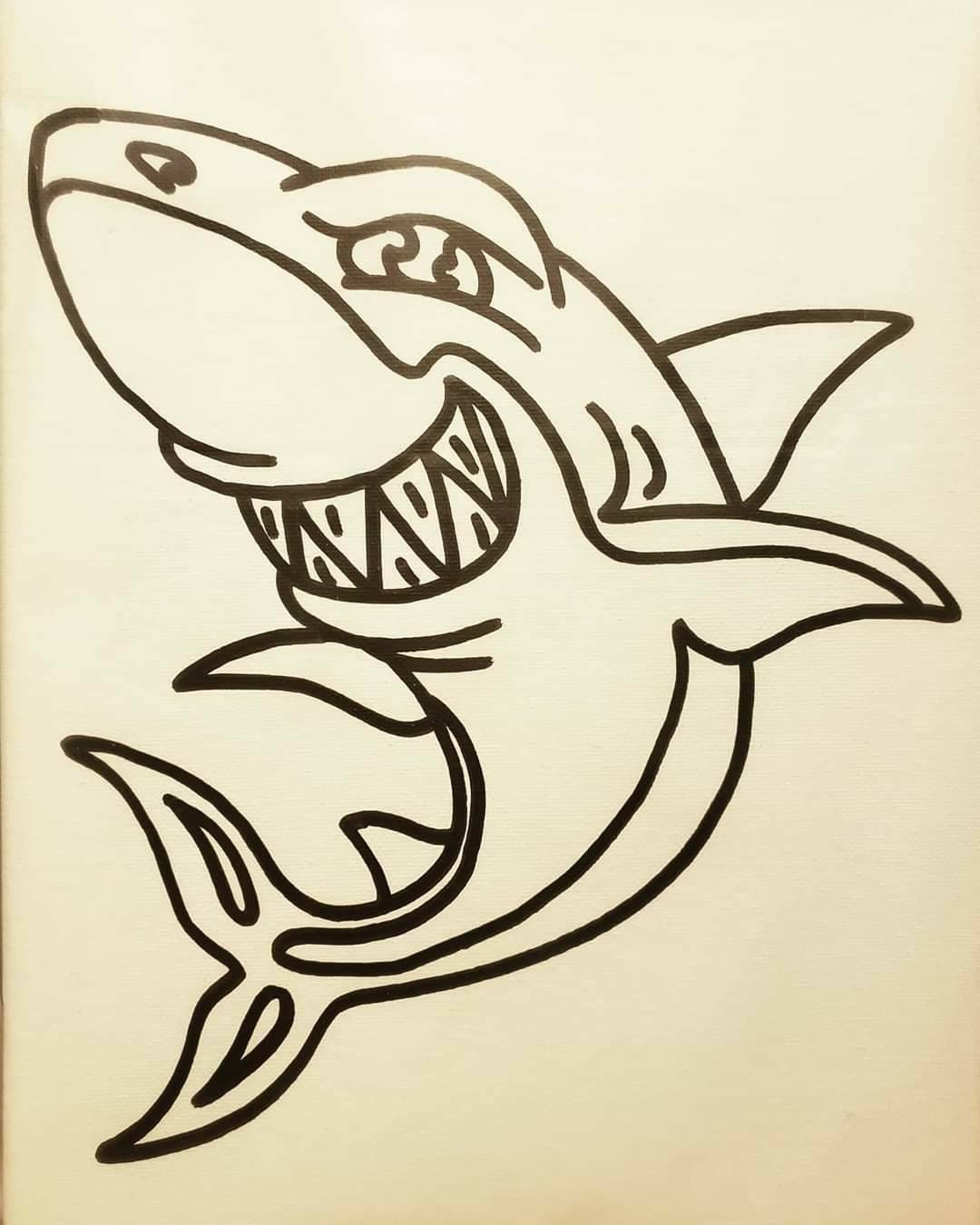 Baby Shark PreDrawn Stretched Canvas Art / Paint at Home Kit / | Etsy