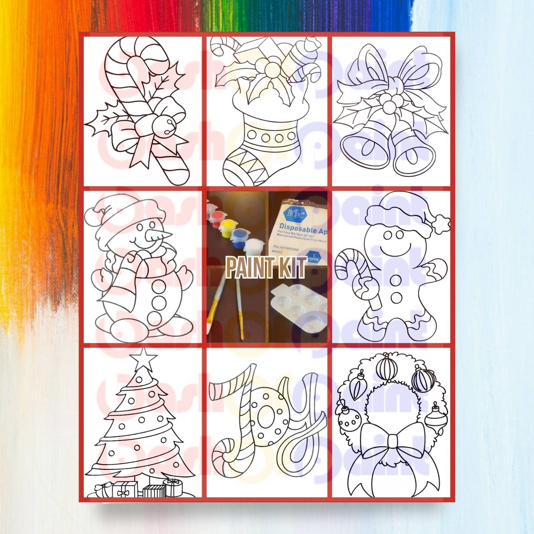 Adults DIY sip & Paint Art All-inclusive Kit Pre-traced Canvas for Chistmas  Party Event 