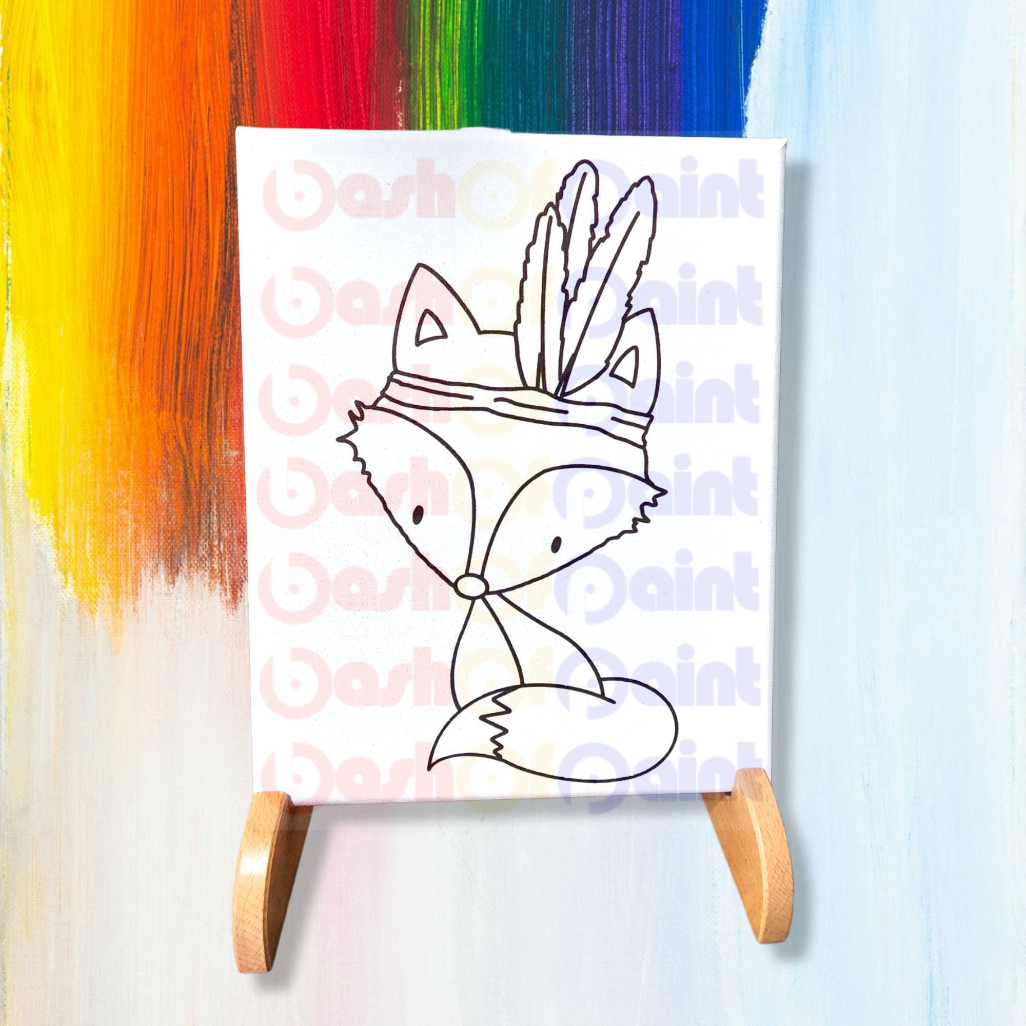 Fox Predrawn Canvas Outline/kids DIY Paint Sip Party Kit/sip Party