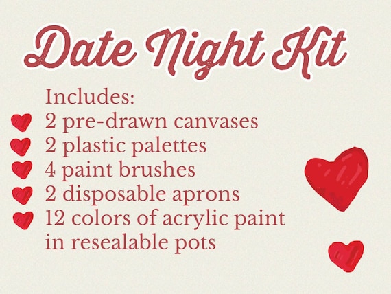 Couples Date Night Box Painting Kit, Predrawn Canvas Outline Sketch, Adult  Anniversary Gift, DIY Paint Sip Party, Crown & Heels/sneaker Set 