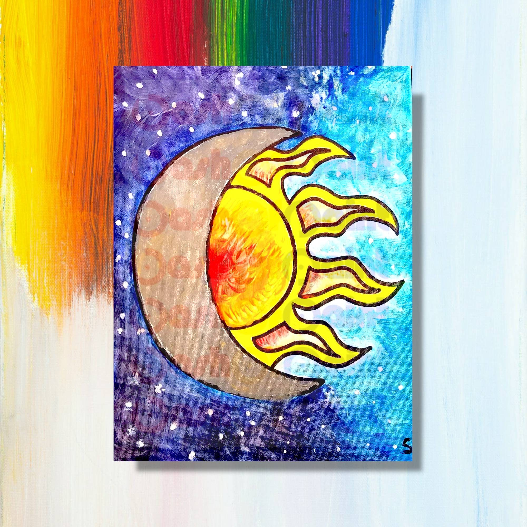 Predrawn Canvas Outlined Sketch, DIY Sip Paint Party Kit, Presketched, Pre  Printed Ready to Paint Your Own Sun & Moon Canvas Art -  Israel