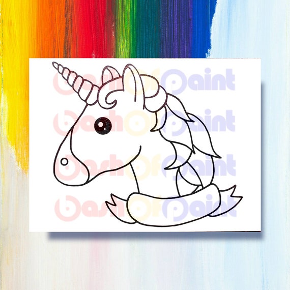 Kids Predrawn Canvas Outlined Sketch, Presketched DIY Paint Sip Party Kit,  Girls Birthday Idea, Pre Printed Ready to Paint Your Own Unicorn -   Canada