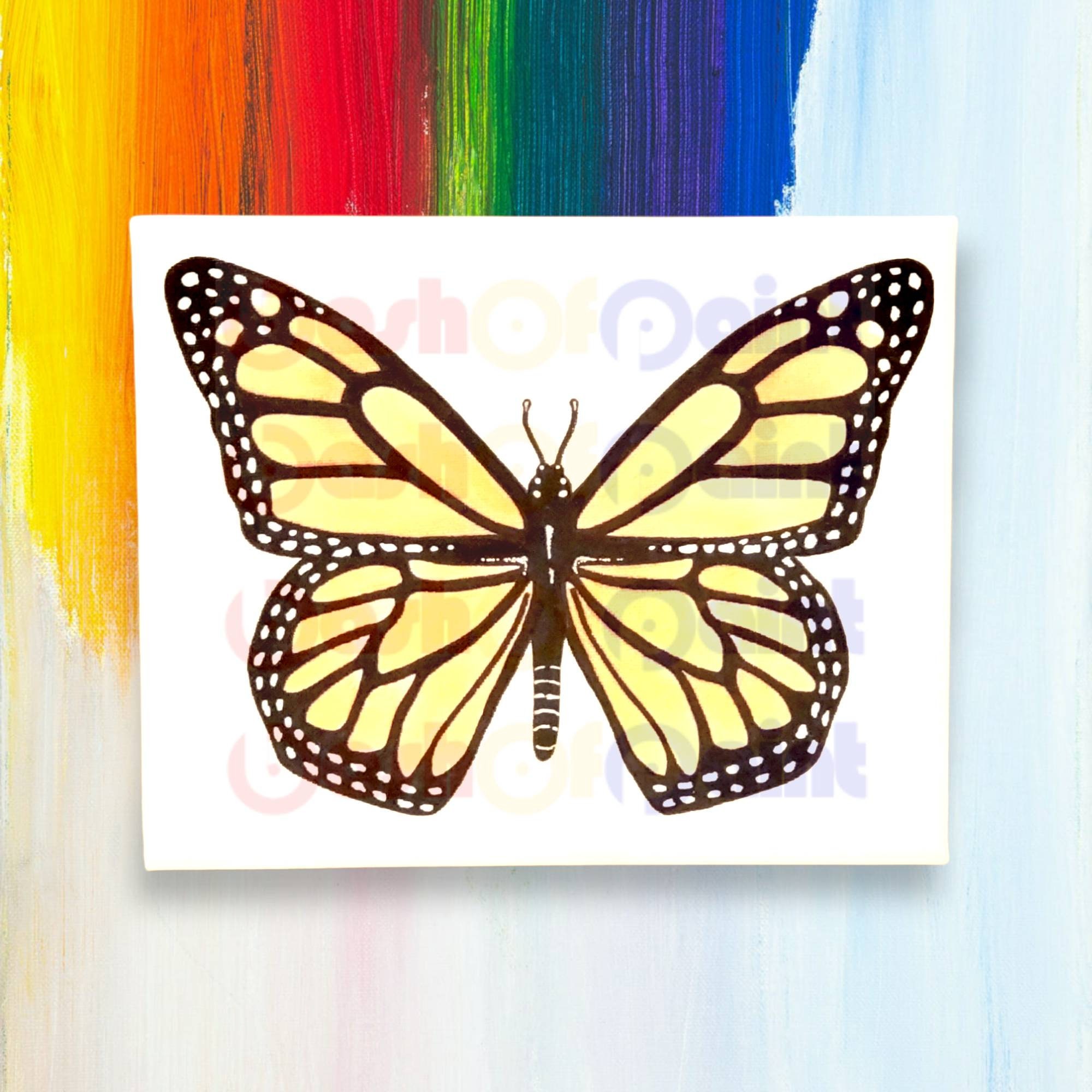 Butterfly Predrawn Canvas Outlined Sketch, DIY Paint Sip Party Kit ...