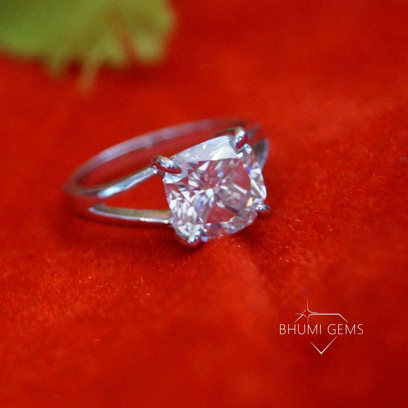 2 CT Cushion Moissanite Engagement Ring Moissanite Solitaire Etsy