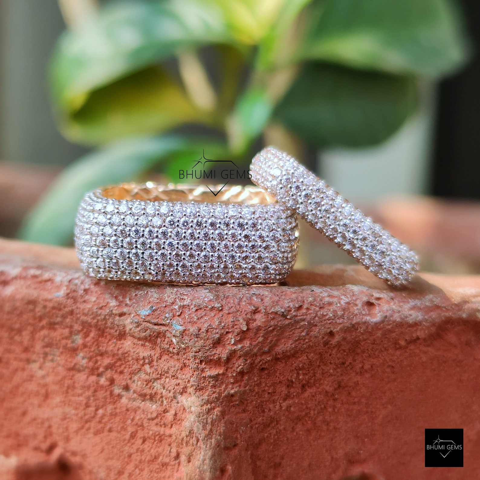 3.82TCW Round Moissanite Ring Couple Rings Wedding Ring Set Etsy