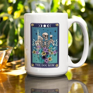 Tarot card mug   dog mom   fun gift   skeleton mug