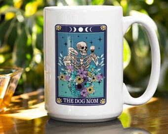 Tarot card mug   dog mom   fun gift   skeleton mug