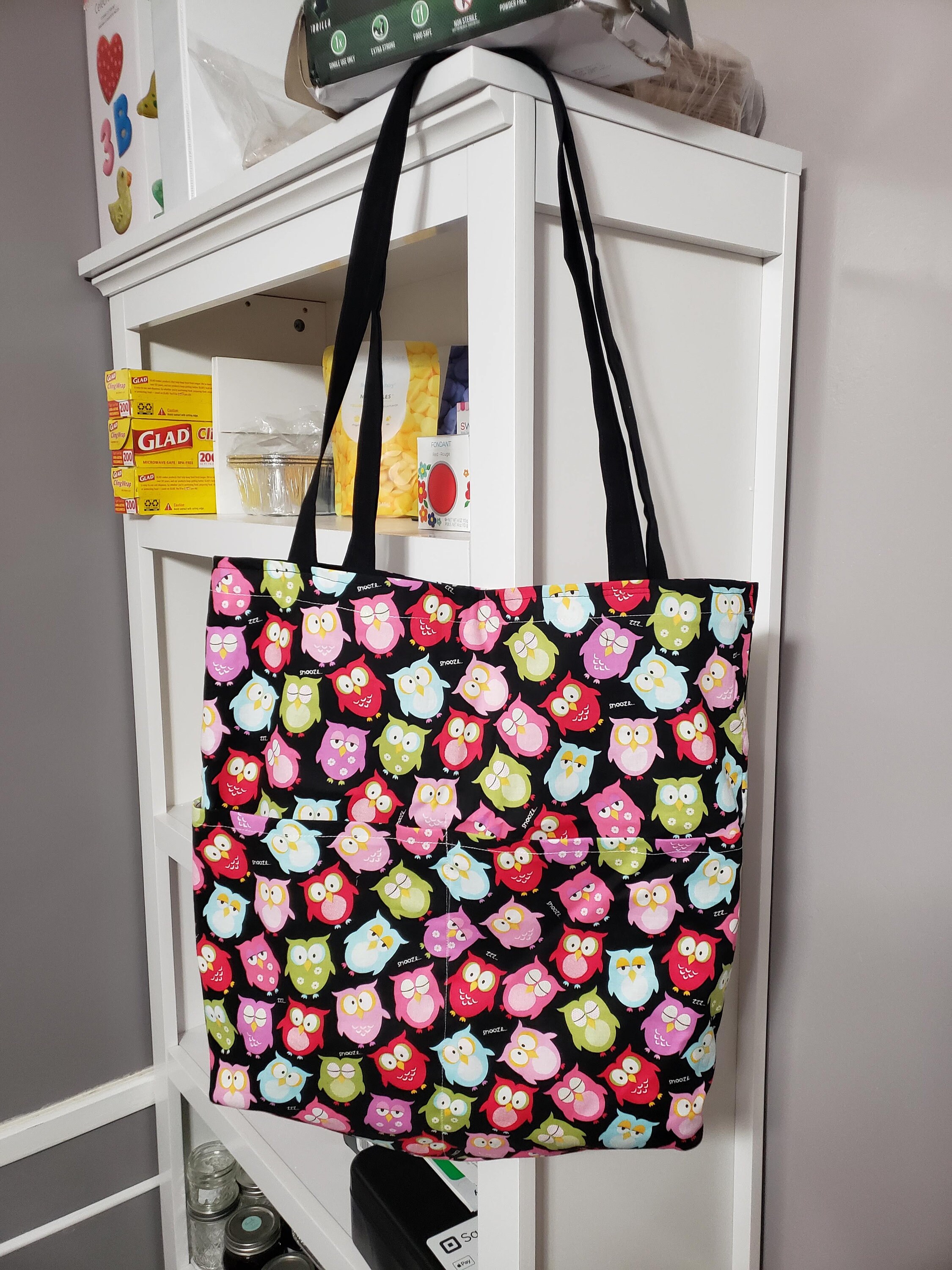 fully Lined tote bag - owls