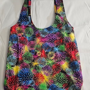 Reversible Boho style bag/ tote/purse - fireworks/thread spools