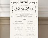 Soda Bar Instructions Sign: Coquette Bows, Customizable Recipe (Digital Download)