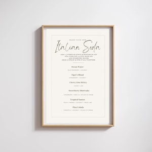 Nuetral Italian Soda Bar Instructions and Recipes Sign- *CUSTOMIZABLE ON CANVA*