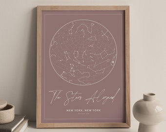 Custom Star Map by Date, Night Sky Map Constellation Print, Anniversary Gift, Wedding Gift