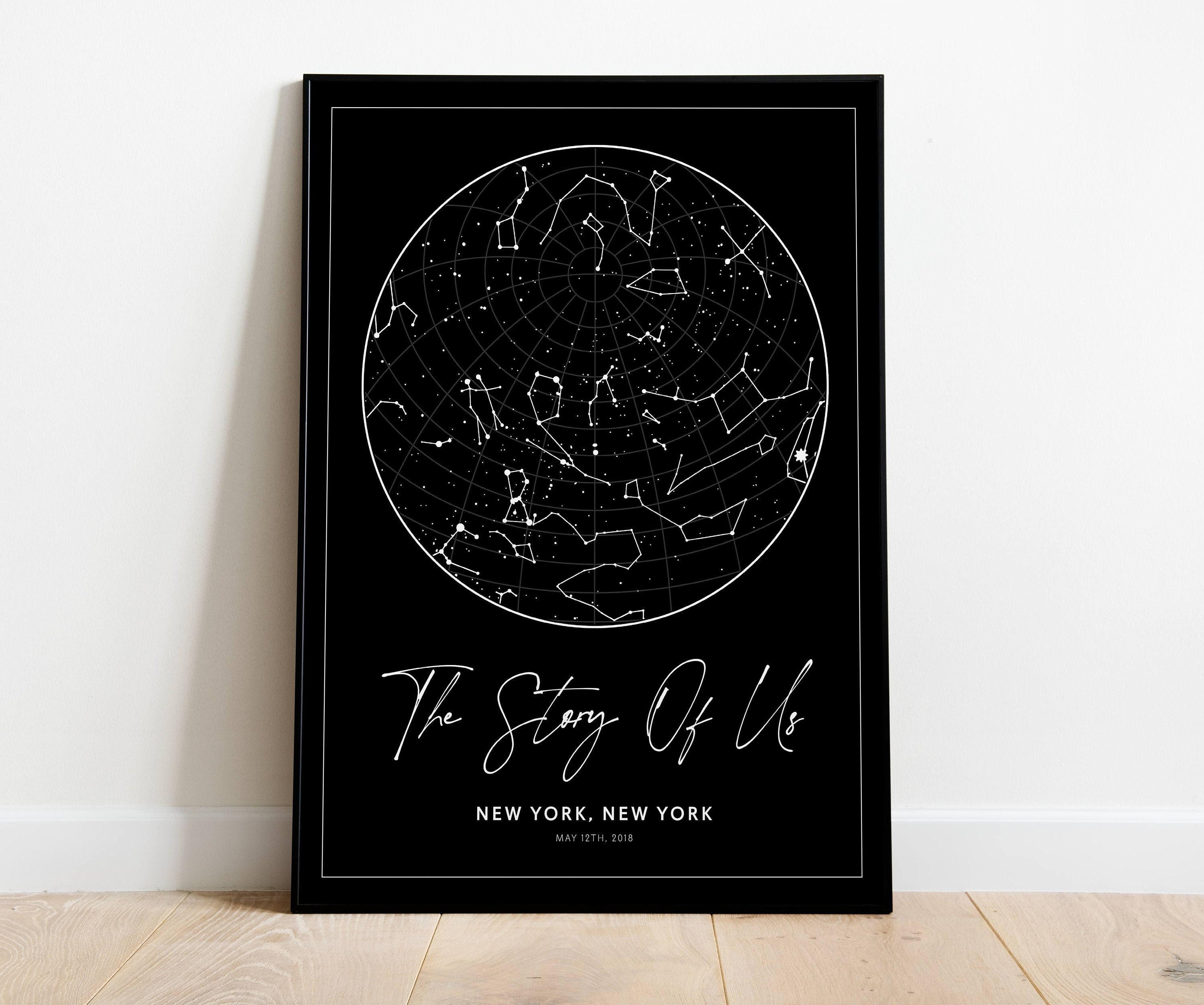 Custom Star Map by Date, Night Sky Map Constellation Print, Anniversary ...