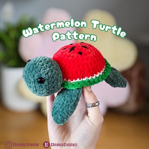Patron tortue pastèque au crochet : amigurumi adapté aux débutants (patron PDF)