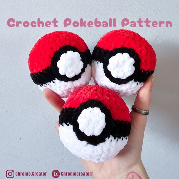 Awesome Crochet Pokeball Pattern - Gotta Make Em All - Simple and Easy Crochet Pattern - Pokémon Pokeball Amigurumi Pattern