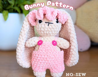 Haakpatroon amigurumi konijn zonder naaien | Tuinbroek en muts (pdf)