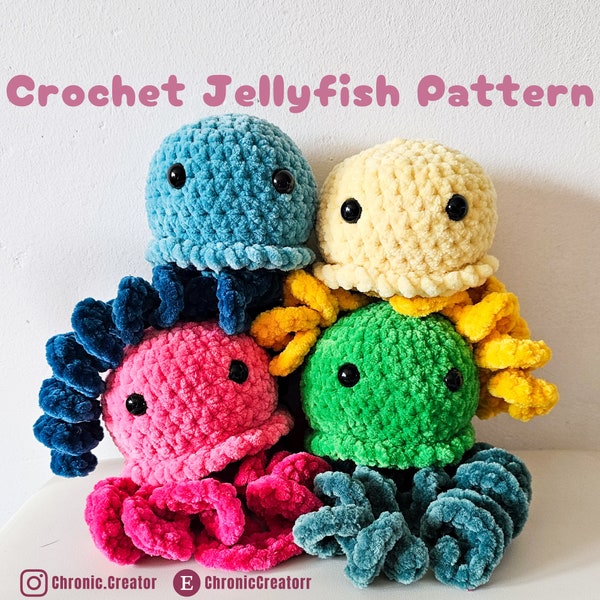 Crochet a Cute Jellyfish - Make Your Own Amigurumi Jellyfish - Fun Crochet Jellyfish Pattern - Step by Step Amigurumi Jellyfish Pattern