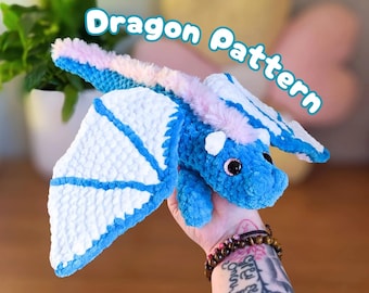 Haakpatroon amigurumi-draak pdf | Laag naaiwerk, tussenpatroon | DIY-zelfstudie Fantasy-knuffel