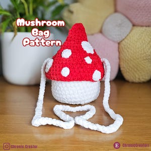 Mushroom Bag Crochet Pattern PDF | Cottagecore Toadstool Purse | Cute Fairycore Bag for Gifts, Cosplay, Festivals & Everyday Use