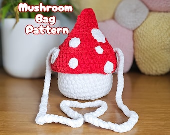 Crochet Mushroom Bag Pattern | Cottagecore Toadstool Purse (PDF)